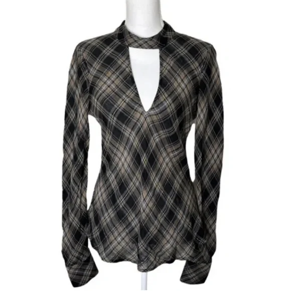 Veronica Beard Wade Metallic Plaid Blouse Shirt Top Size 8 $295 - Picture 3 of 9